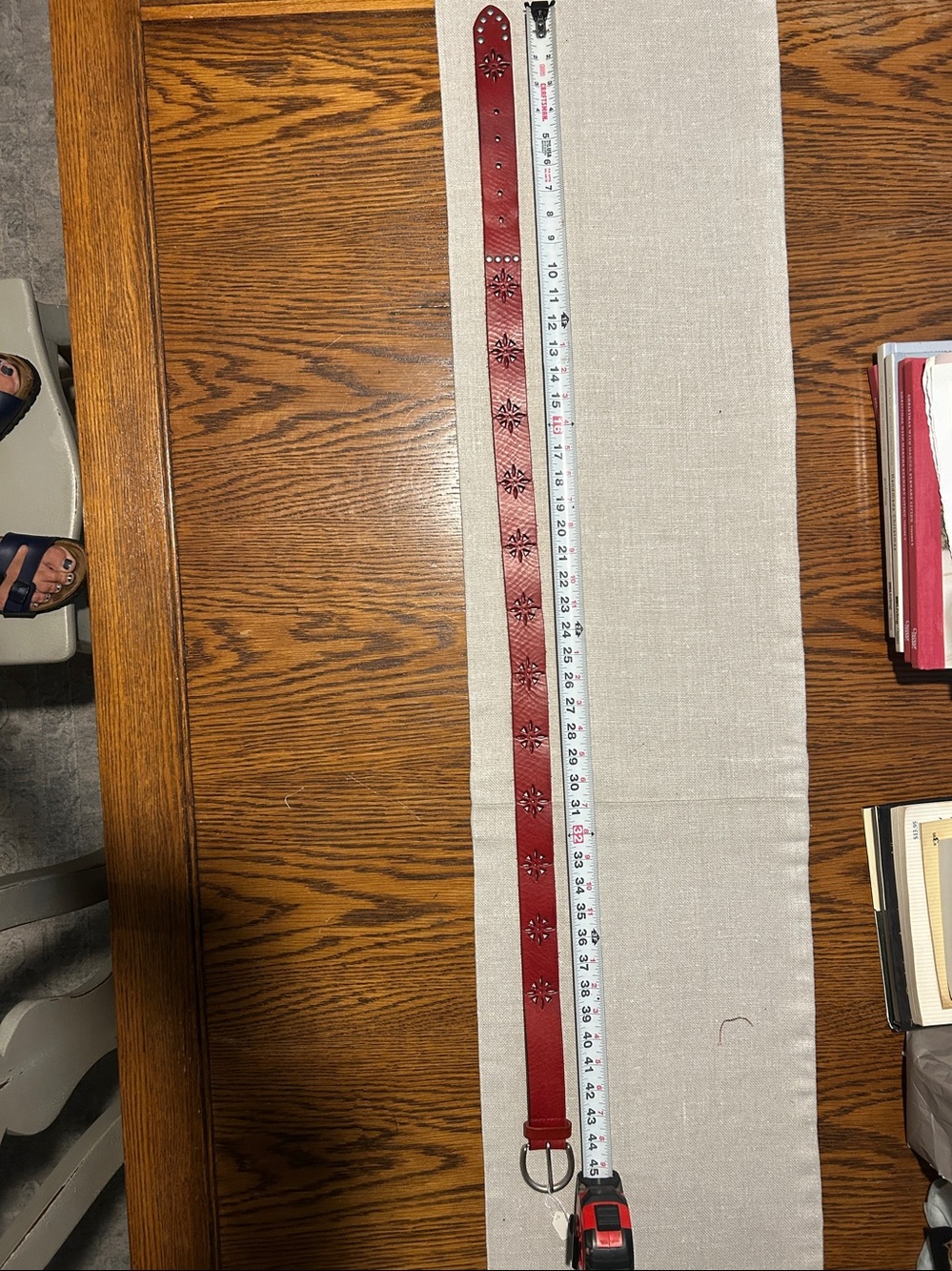Women’s red leather belt XL - Picture 2 of 6